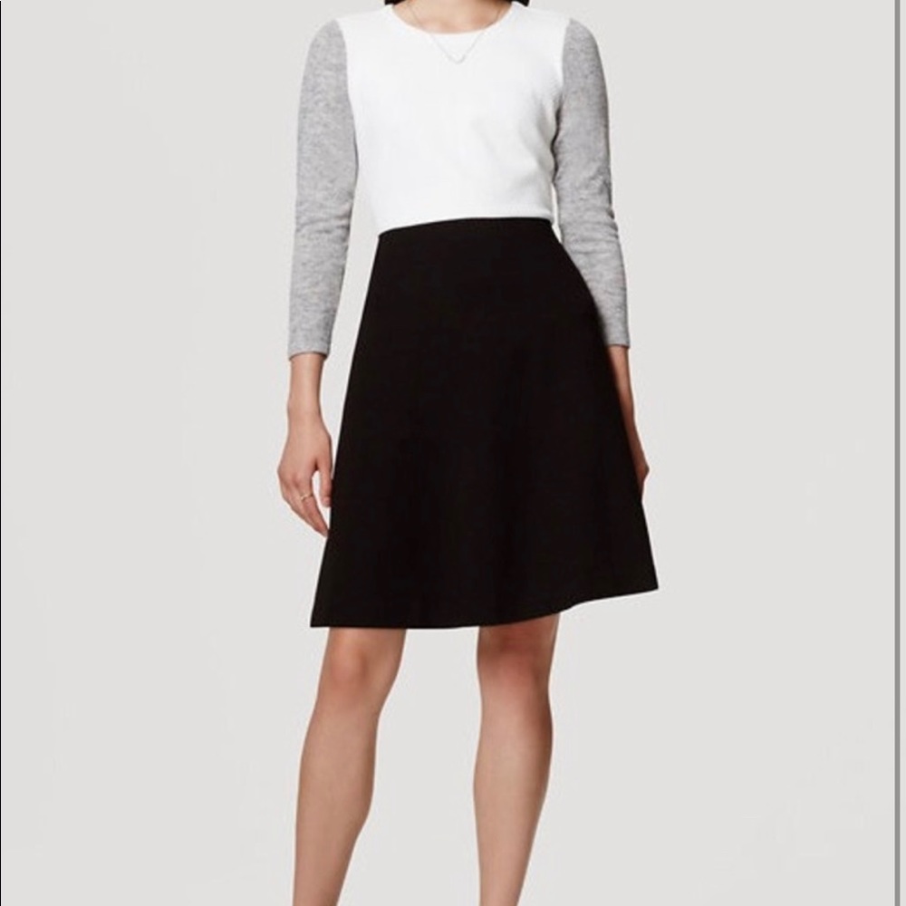 Loft color block flare dress size 14